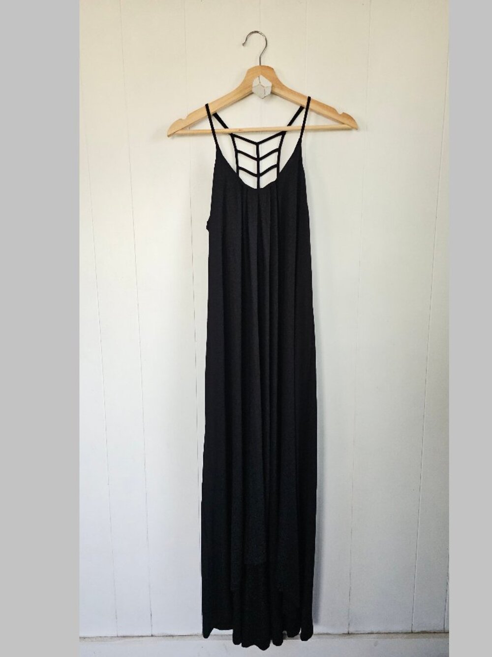 Black Strappy Back Jersey Maxi Dress